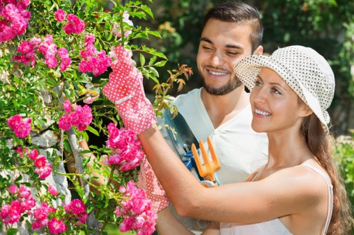 Lush green lawn maintained by Mill Hill landscapers